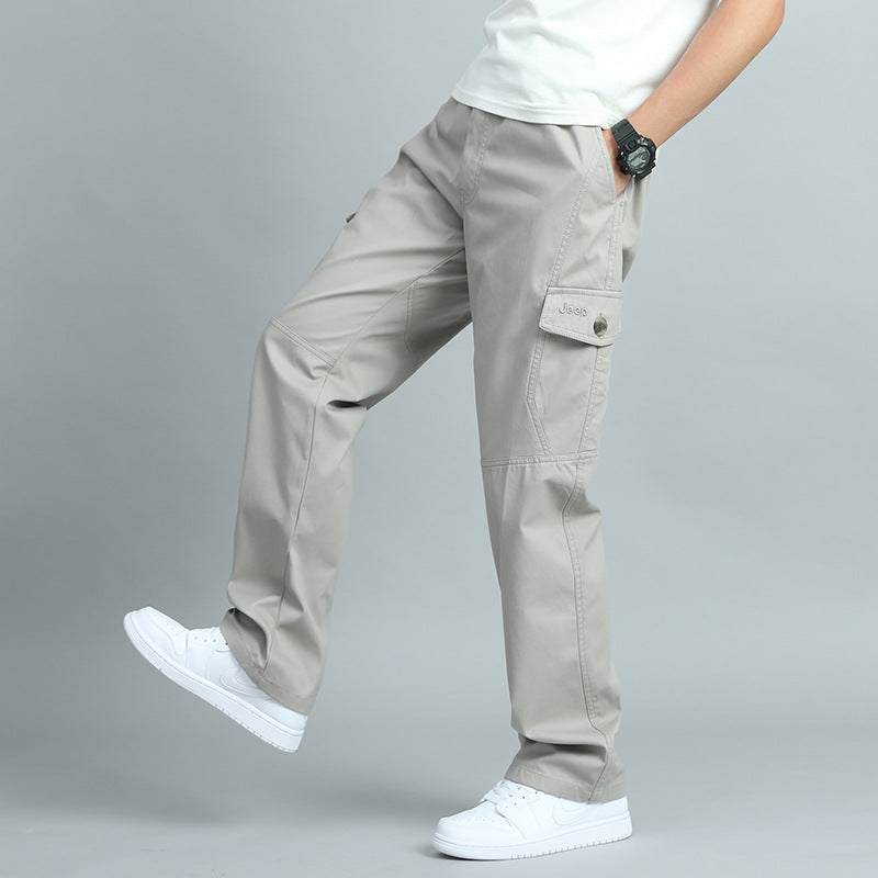 Herren Robuste Canvas-Cargohose mit geradem Bein, Knieabnähern & Klappentaschen Echo Archiv