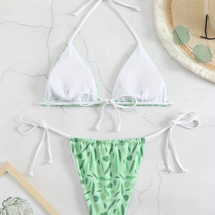 Damen trendiger Triangel-Bikini mit botanischem Muster Echo Archiv