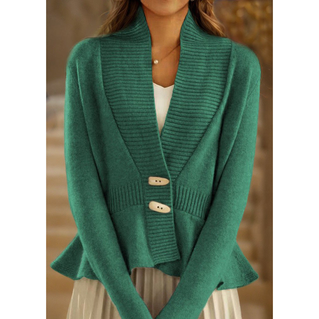 Damen nan kuscheliger Strickcardigan mit Schalkragen, gerippter Blende und schmalem Schößchen Echo Archiv