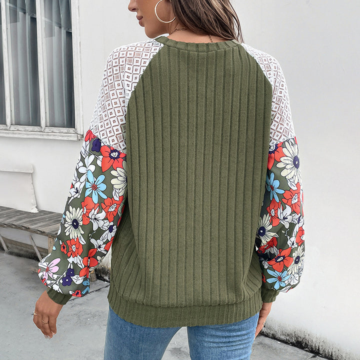 Damen Modischer Pullover mit floralen Ärmeln Echo Archiv