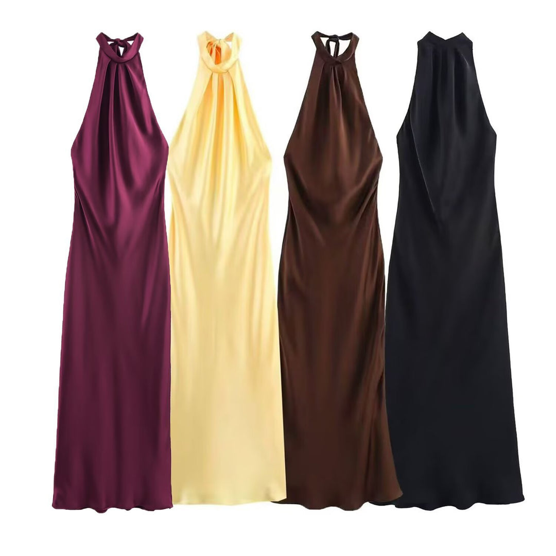 Damen Elegantes Maxikleid mit schimmerndem Wasserfallausschnitt und figurumspielendem Schnitt Echo Archiv