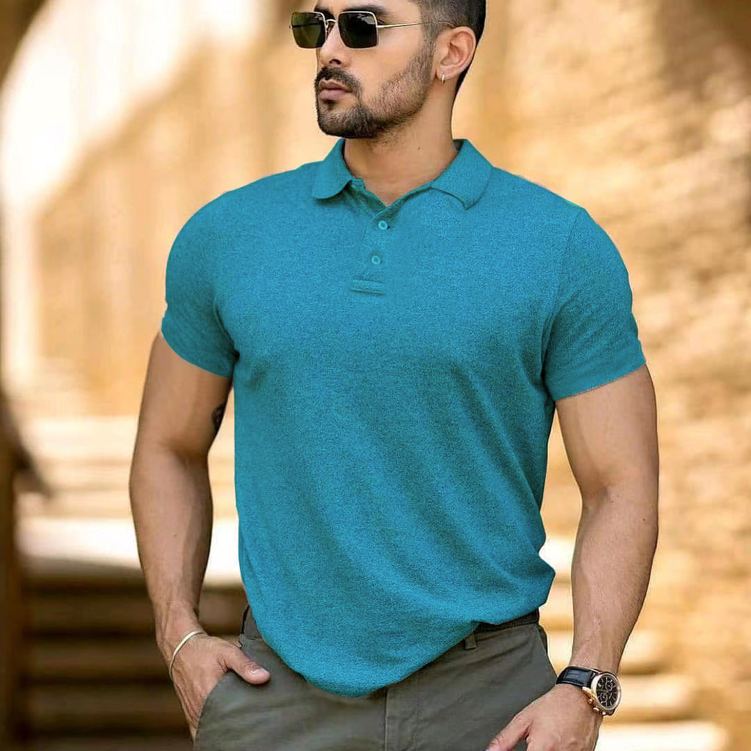 Herren sportliches Kurzarm-Polohemd aus atmungsaktivem Material mit klassischem Kragen Echoarchiv