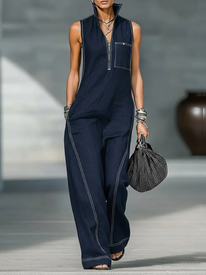 Damen Utility-Jumpsuit mit hochgeschlossenem Kragen und tiefem Reißverschluss Echo Archiv