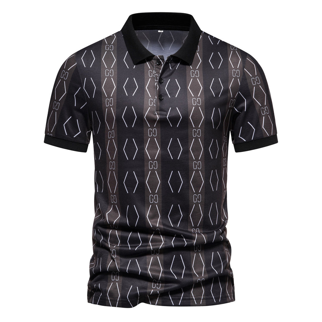 Herren Poloshirt mit einzigartigem grafischen Muster und modernem Kragen Echoarchiv