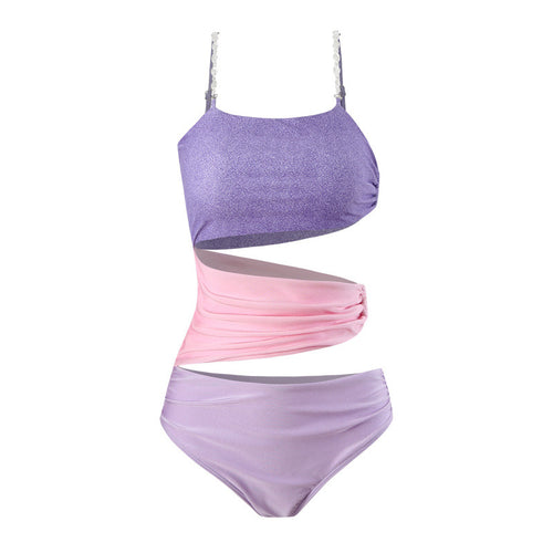 Damen Cut-Out Badeanzug mit schimmerndem Effekt und verstellbaren Trägern Echo Archiv