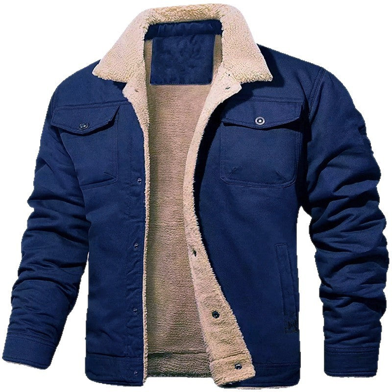 Herren Shirtjacke im Worker-Stil mit Sherpa-Futter und Pattentaschen Echoarchiv
