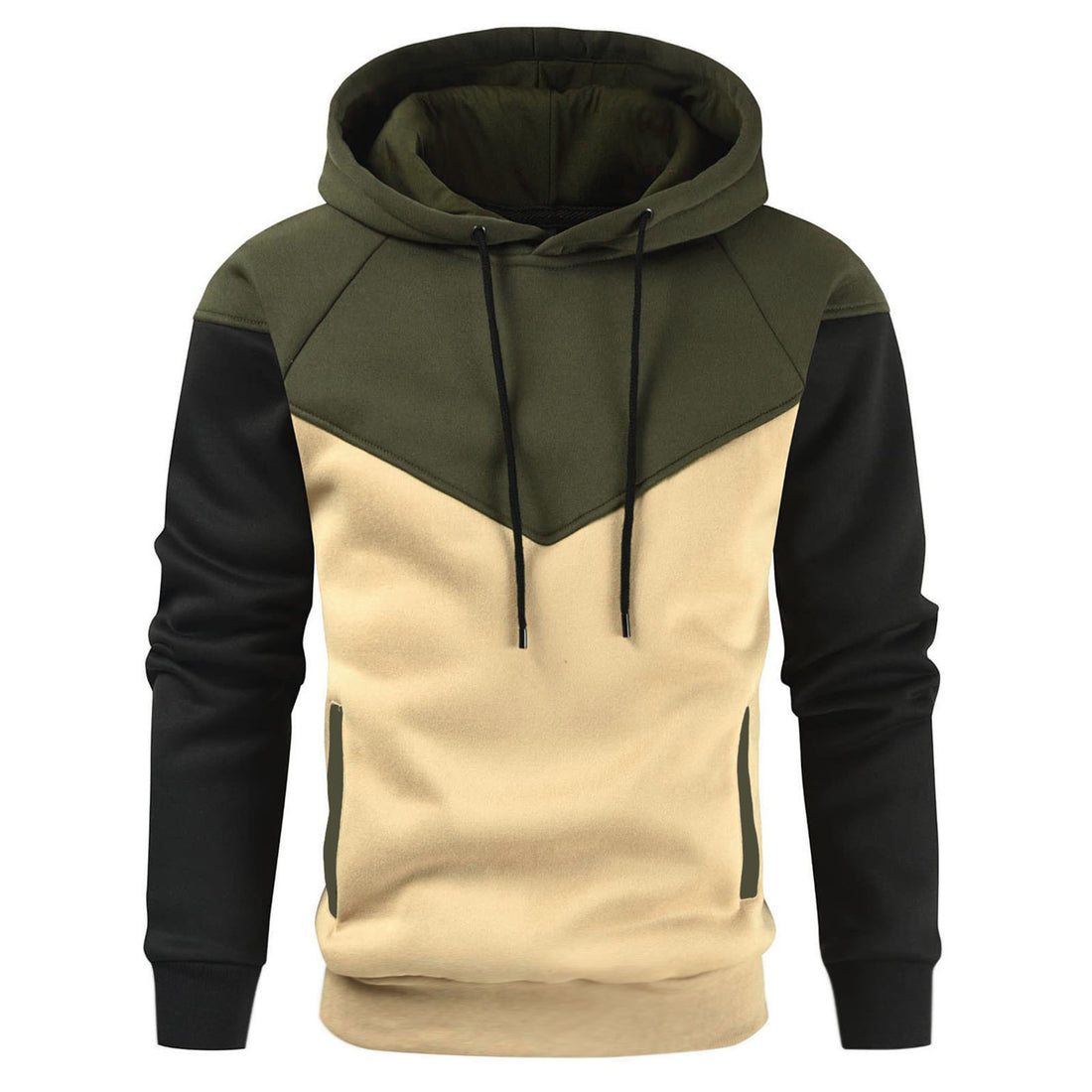 Herren modischer Hoodie mit innovativem Patchwork-Design – Cavarno