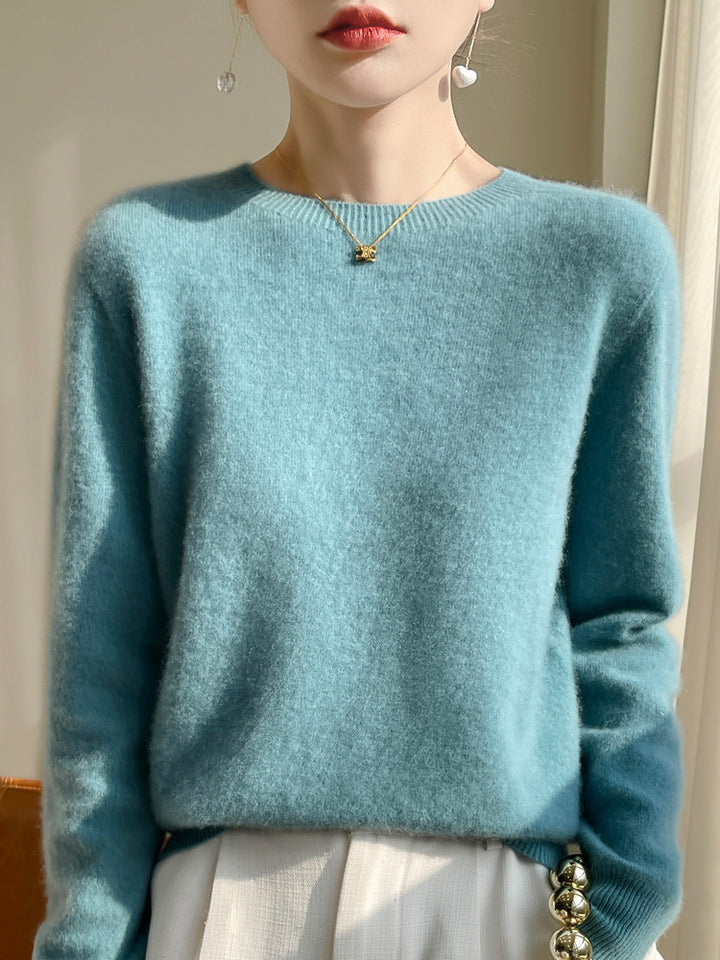 Damen Luxuriöser Kuschelstrick-Pullover mit Rundhals und Mohair-Optik Echoarchiv
