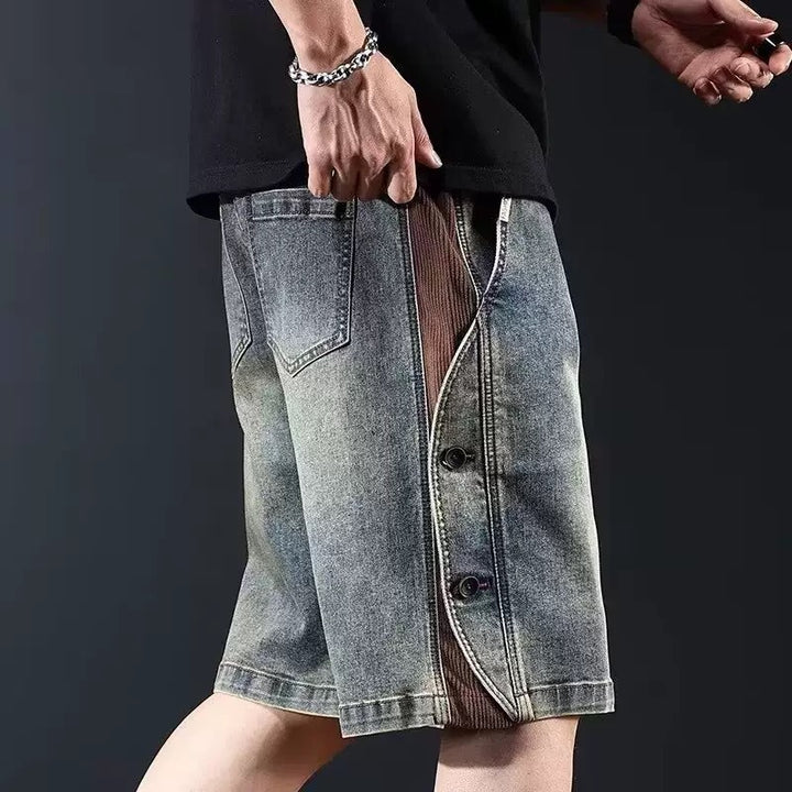 Herren lockere Denim-Shorts mit knielangem Schnitt und verstellbarem Kordelzug Echoarchiv