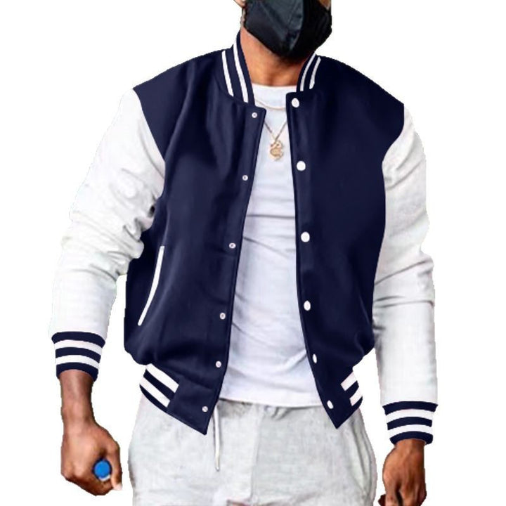Herren nan varsity-Collegejacke im Retro-Bomberstil mit kontrastärmeln, gestreiften Rippbündchen und Druckknopfleiste Echo Archiv