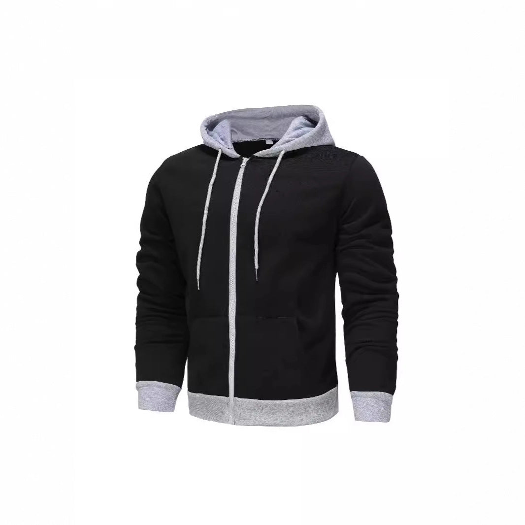 Herren Zip-Hoodie mit Kontrastfarbe und Kängurutasche Echoarchiv