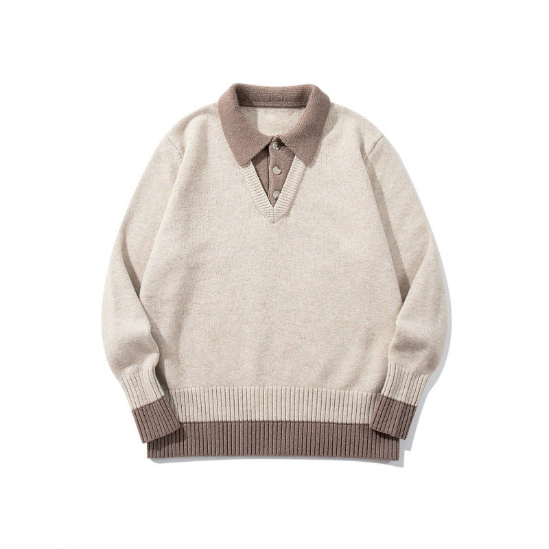 Herren Oversized Feinstrick-Polo mit kontrastbesetztem Hemdkragen und Rippenbündchen Echo Archiv