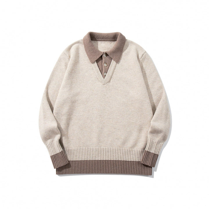 Herren Oversized Feinstrick-Polo mit kontrastbesetztem Hemdkragen und Rippenbündchen Echo Archiv