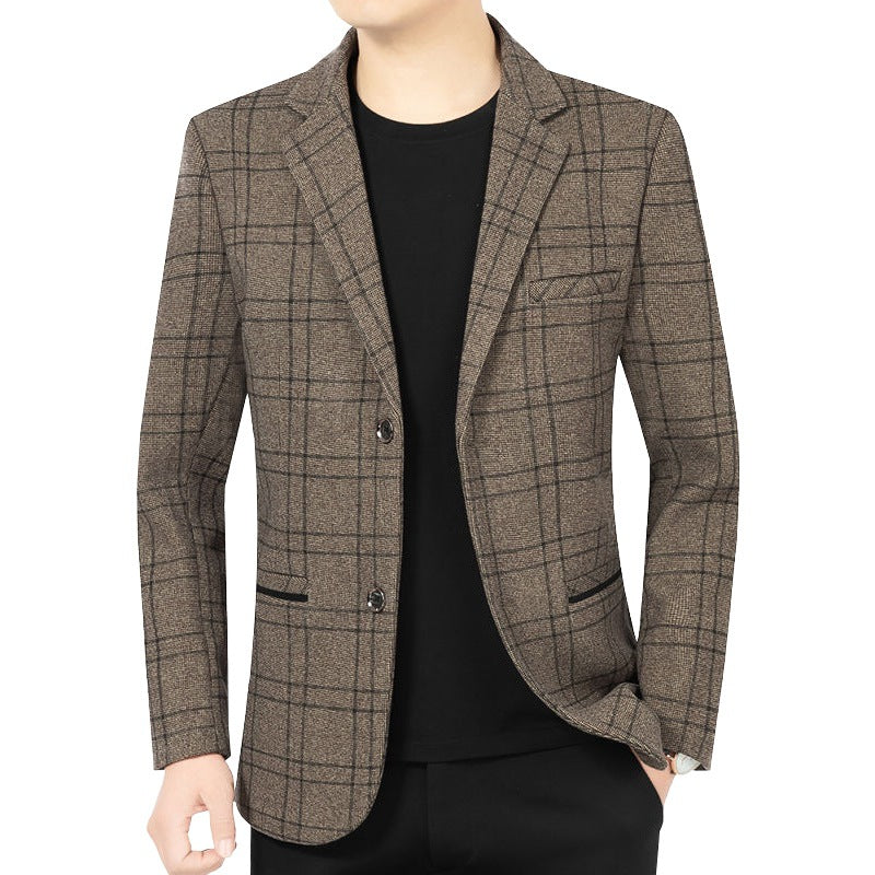 Herren Elegantes Karomuster-Sakko mit leichtem Stretch und Notch-Revers – Tianoro