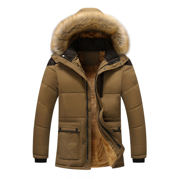 Herren Lang geschnittener Thermo-Parka mit Teddy-Innenfutter und abnehmbarem Kunstfellbesatz Echoarchiv