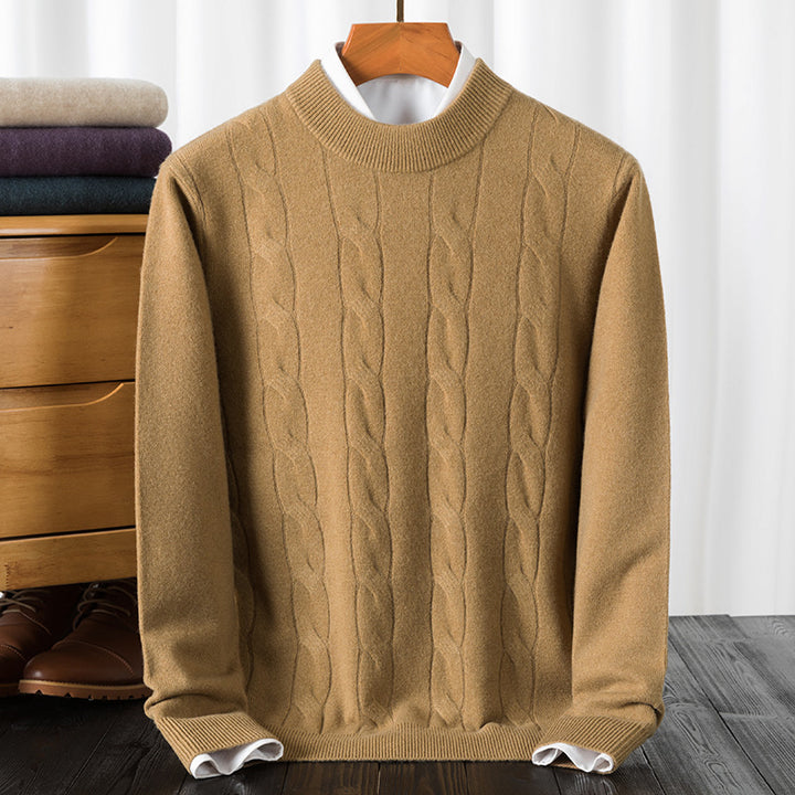 Herren eleganter Strickpullover mit strukturiertem Zopfmuster Echoarchiv