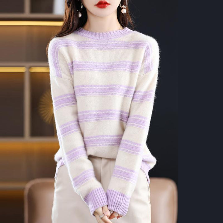 Damen Weicher Streifenpullover im Mohair‑Look mit kastenförmiger Silhouette Echoarchiv