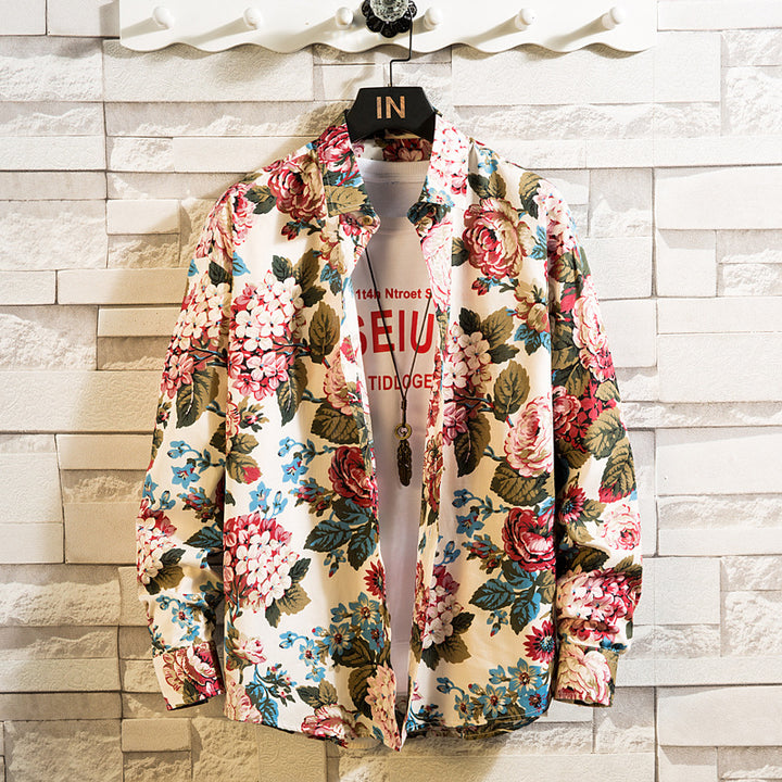 Herren nan florales Freizeit-Hemd mit Kentkragen, durchgehender Knopfleiste und leichtem Baumwollmix Echo Archiv