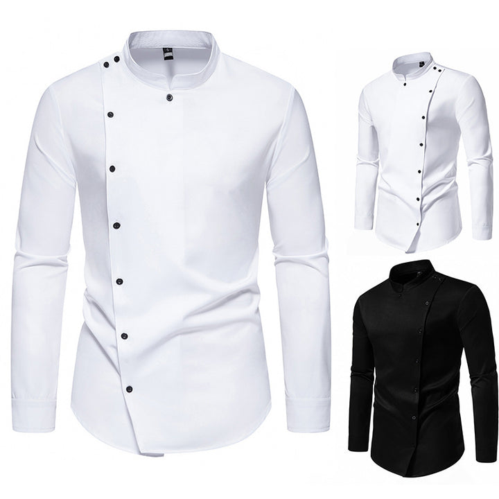 Herren Langarm Hemd mit modernem Knopfdesign Echoarchiv