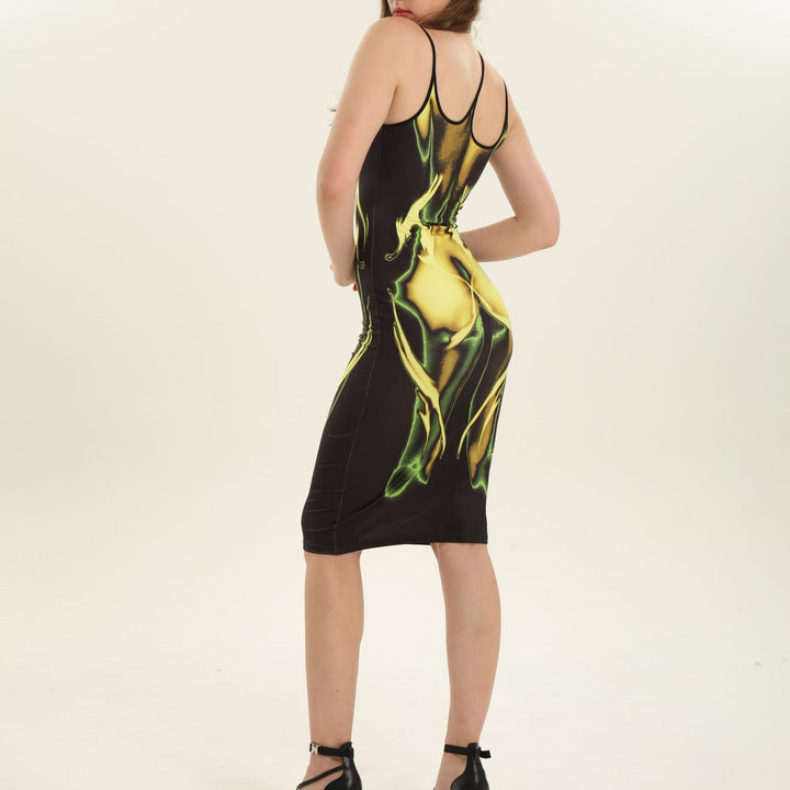 Damen Körperbetontes Kleid mit einzigartigem Grafikdesign Echo Archiv