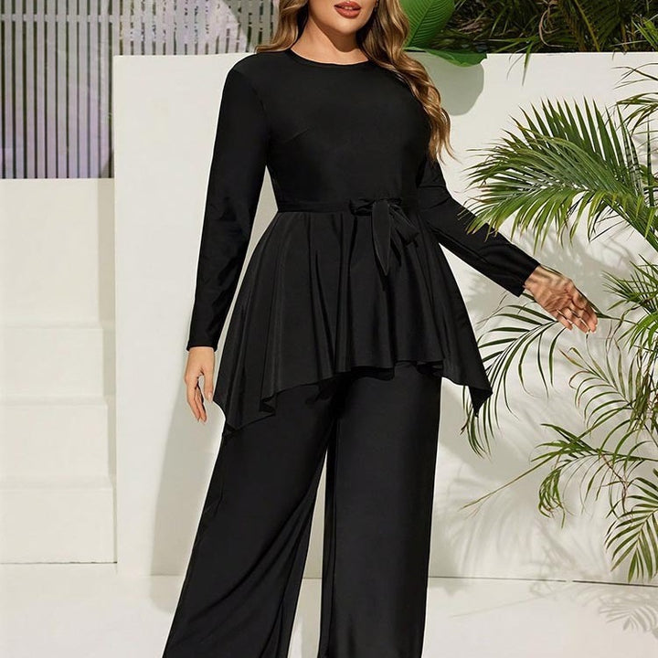 Damen Modisches Palazzo-Set mit elastischem Gürtel Echo Archiv