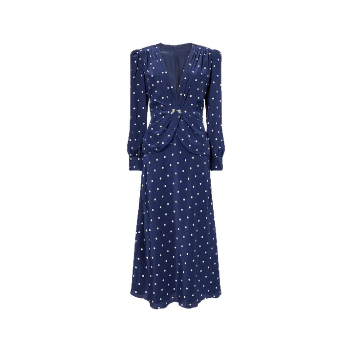 Damen Elegantes Polka-Dot Maxikleid mit tiefem V-Ausschnitt Echo Archiv