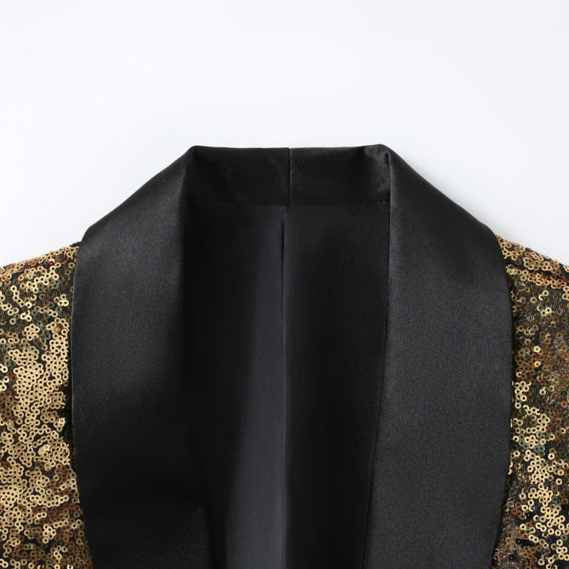 Herren Glitzerblazer im eleganten Schnitt mit schimmerndem Pailletten-Design Echoarchiv