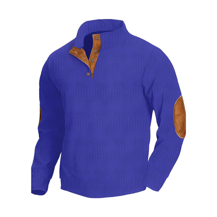 Herren modischer Pullover mit strukturiertem Design und Lederdetails Echoarchiv
