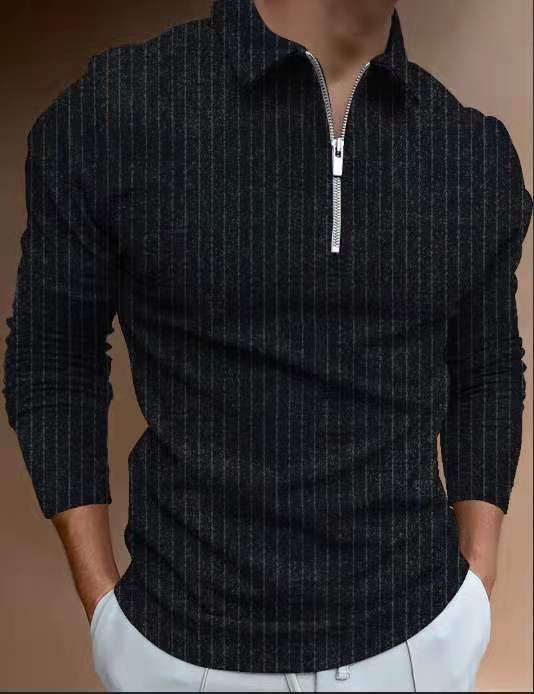 Herren Poloshirt mit Reißverschluss und Streifenmuster Echoarchiv