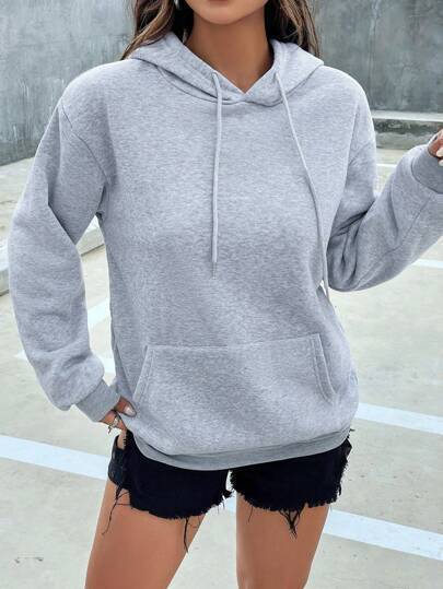Damen nan cropped Oversize-Hoodie mit tiefer Schulterpartie, Kängurutasche und fleecegefüttertem Innenleben Echo Archiv