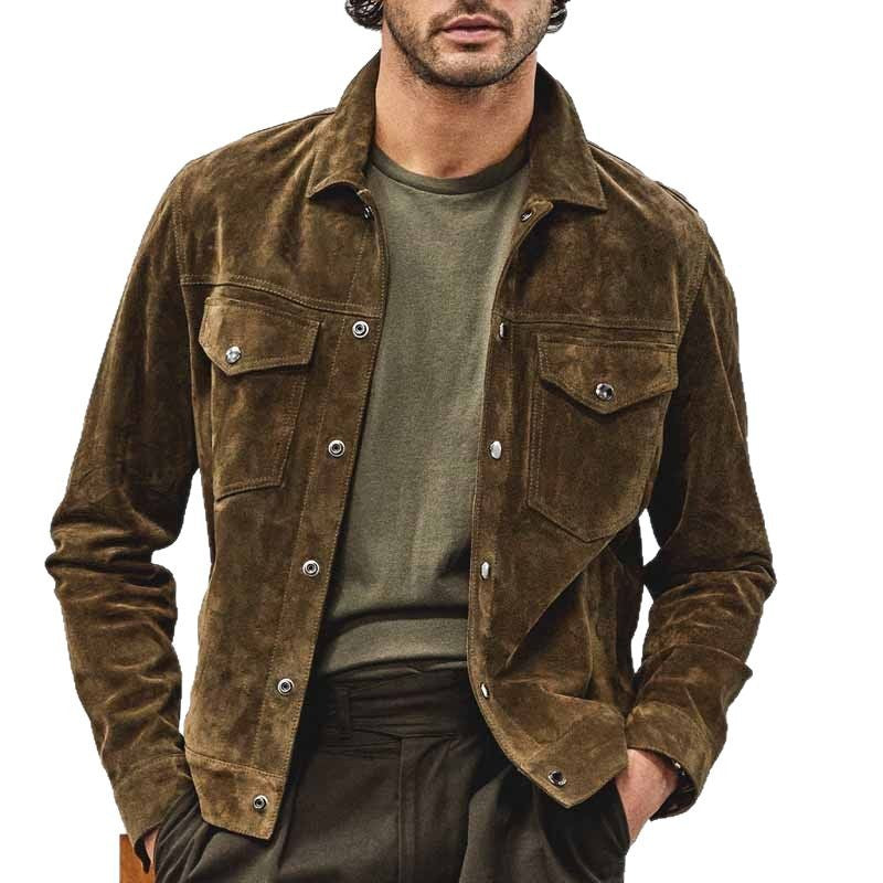 Herren Wildlederjacke im lässigen Stil mit praktischen Taschen Echoarchiv
