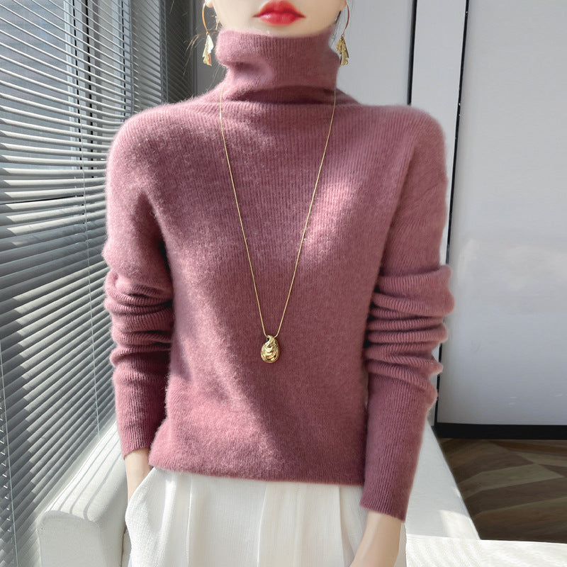 Damen Kurz geschnittener Rollkragenpullover aus weichem Kaschmir-Blend mit schmaler Silhouette Echoarchiv