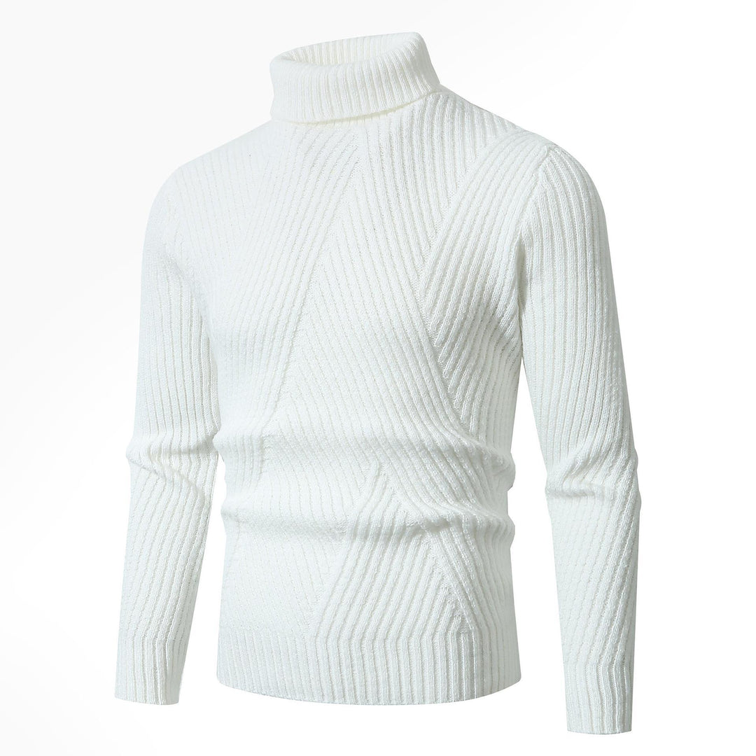 Herren Grobstrickpullover mit Stehkragen und dekorativem Strukturmuster Echoarchiv
