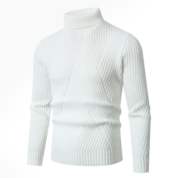 Herren Grobstrickpullover mit Stehkragen und dekorativem Strukturmuster Echoarchiv