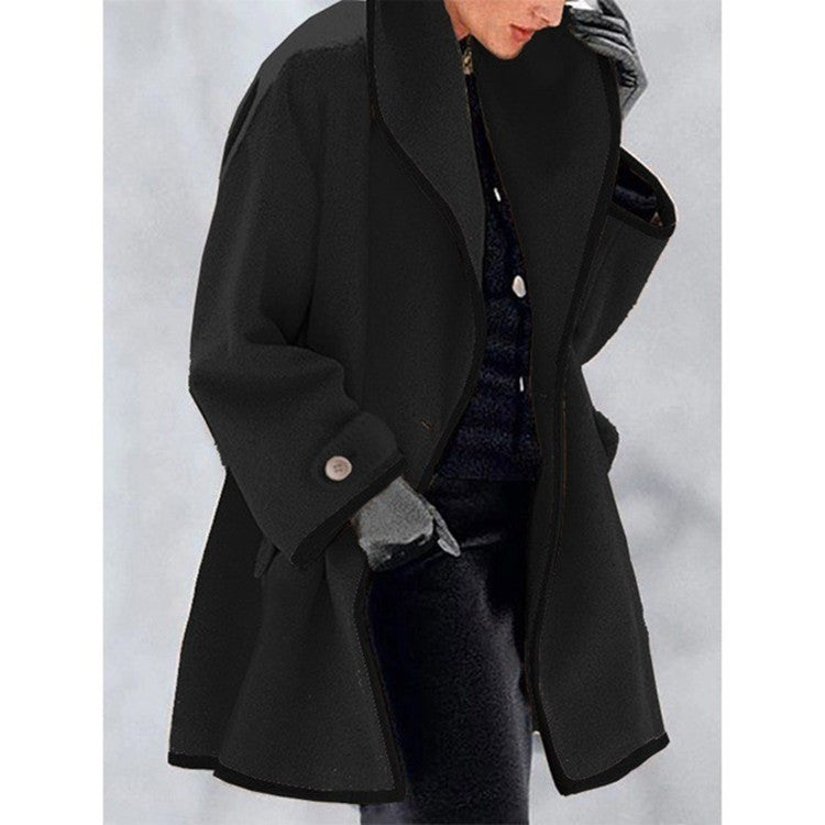 Damen nan oversize Bouclé Wollmix Mantel mit kontrastpaspeln und umgeschlagenem Kragen Echo Archiv