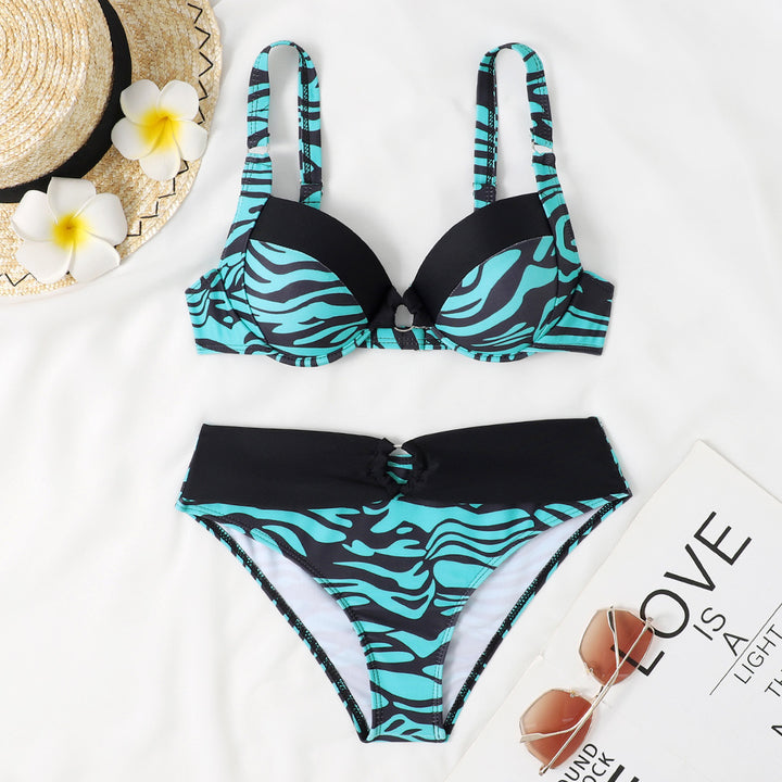 Damen Bikini-Set mit modernem Tierdruck und formendem Push-Up-Oberteil Echo Archiv