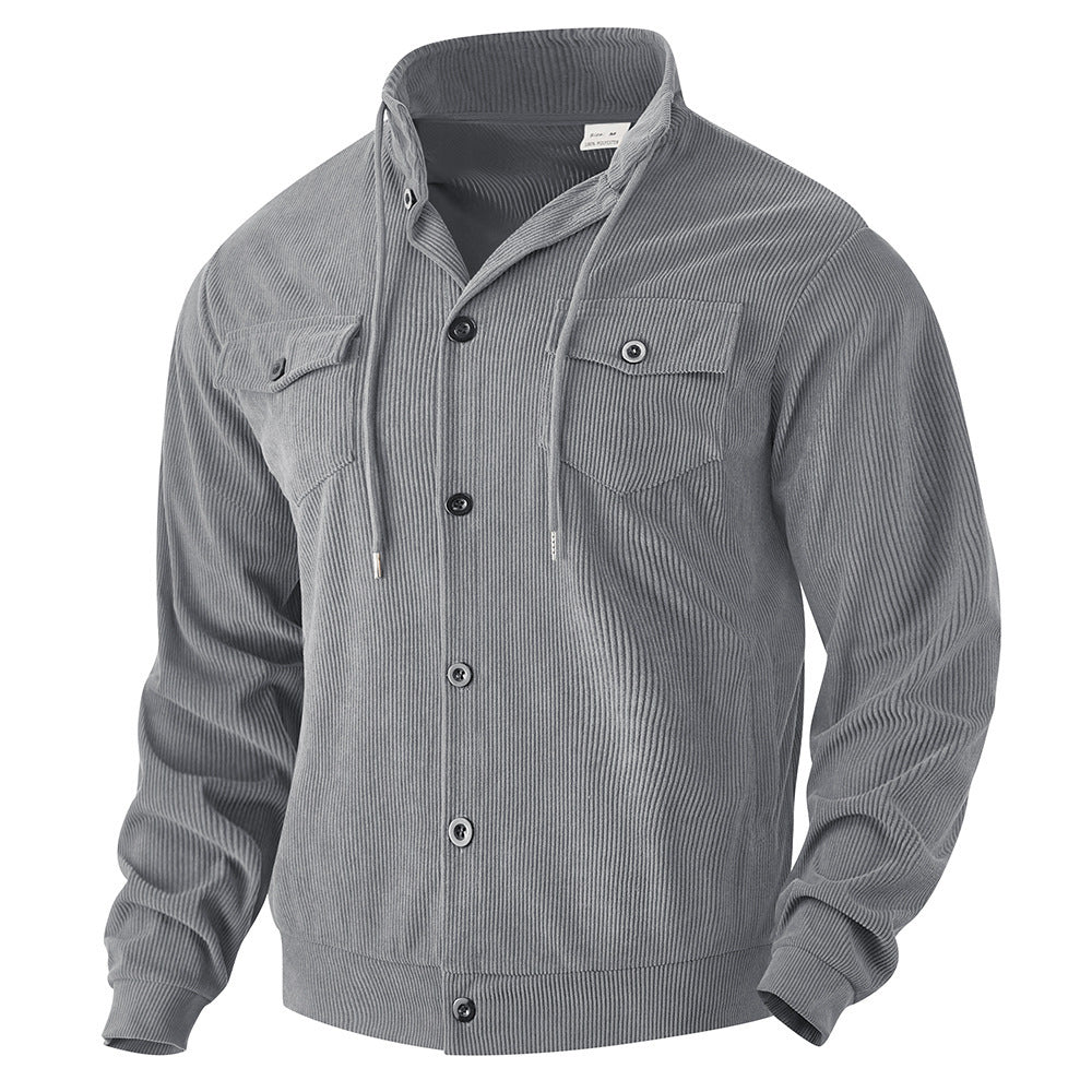 Herren Cordjacke im lässigen Stil mit praktischen Taschen und hohem Kragen Echoarchiv