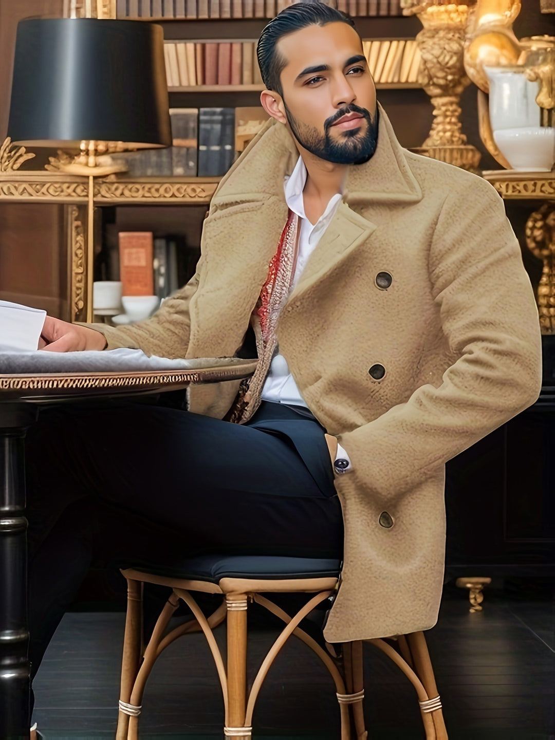Herren eleganter Peacoat mit doppelt knöpfbarem Design Echoarchiv