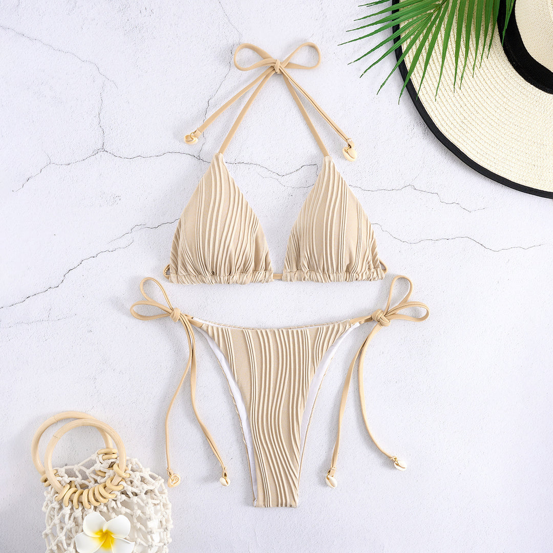 Damen Triangel-Bikini-Set mit verstellbaren Schnürdetails und gekräuseltem Design Echo Archiv