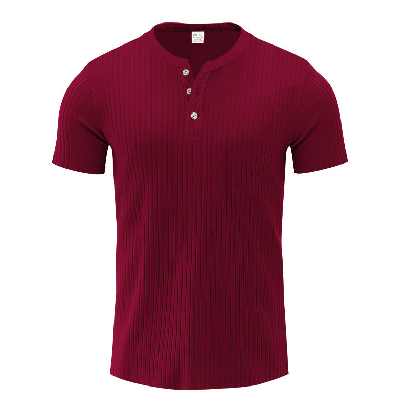 Herren Kurzarm-Henley-T-Shirt mit strukturiertem Design Echoarchiv