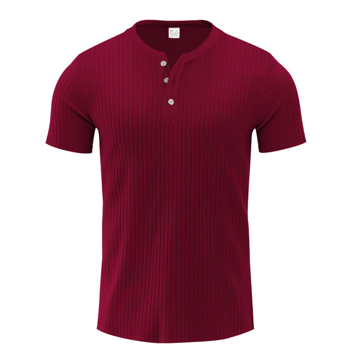 Herren Kurzarm-Henley-T-Shirt mit strukturiertem Design Echoarchiv