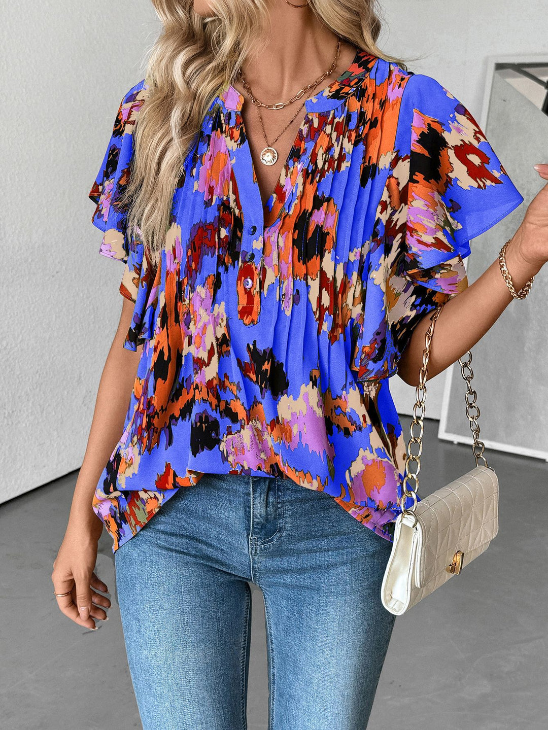 Damen Bluse mit Rüschenelementen und strukturiertem Design Echo Archiv