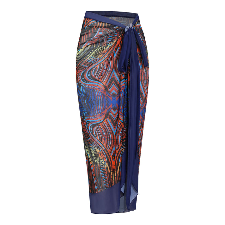 Damen Strandumhang mit buntem Muster und eleganten Schnürdetails Echo Archiv