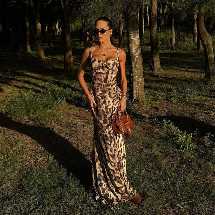 Damen Maxikleid mit tierischem Motiv und elegantem Schnitt Echo Archiv