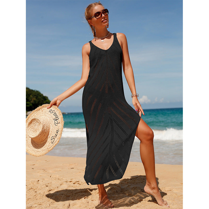 Damen transparentes Häkel-Strandkleid mit hohem Schlitz und stylischem Schnitt Echo Archiv