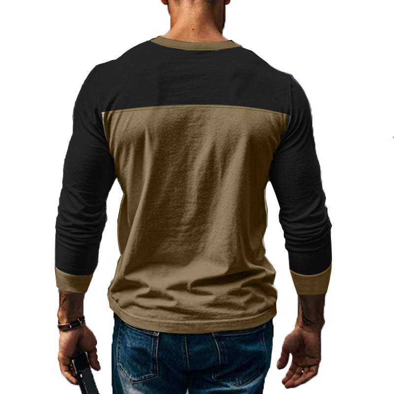 Herren nan funktionales Henley-Langarmshirt mit Raglanärmeln, verstärkter Knopfleiste und tailliertem Schnitt Echo Archiv