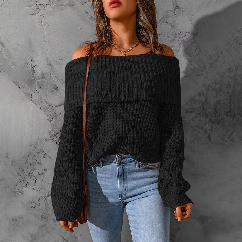 Damen nan weiter Off-Shoulder Grobstrickpullover mit überschnittener Schulterpartie und ballonärmeln Echo Archiv