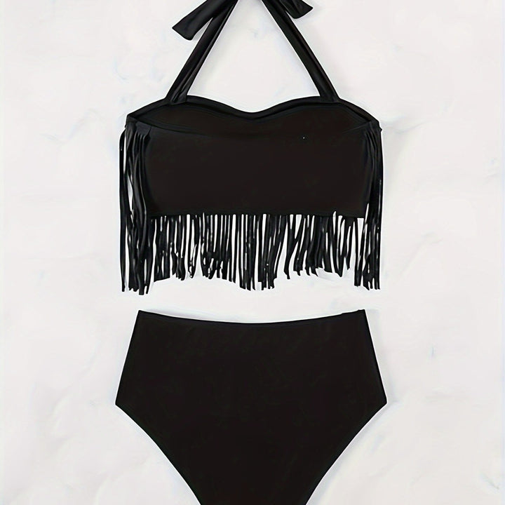 Damen Bikiniset mit fransigem Oberteil und hoch taillierter Hose Echo Archiv