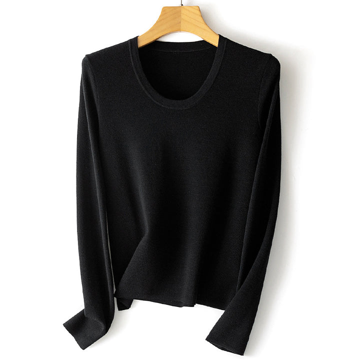 Damen Feinstrick-Langarmshirt mit Rundhalsausschnitt und leichter A-Linie Echoarchiv