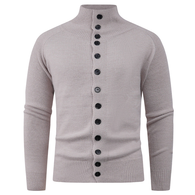 Herren Strickjacke mit modernem Stehkragen und Knopfverschluss Echoarchiv